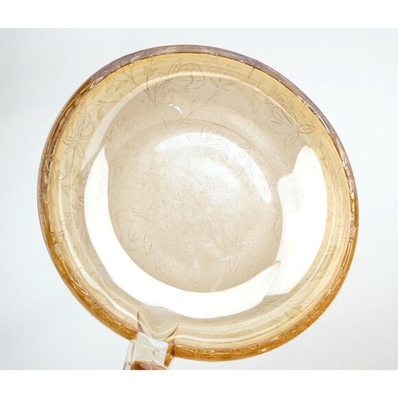 Jeanette Floragold Vintage Iridescent Amber Leaf Pattern Glass Bowl With Handle - Picture 9 of 15